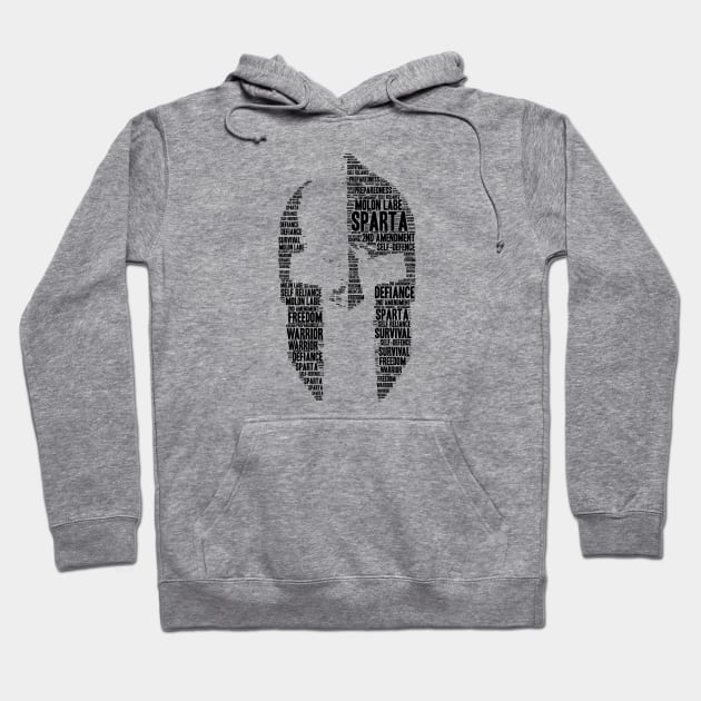 Spartan Helm word cloud Hoodie by bumblethebee